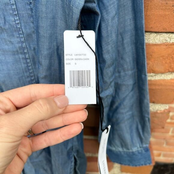 Liverpool Chambray Button Pleated Tunic - Picture 5 of 9